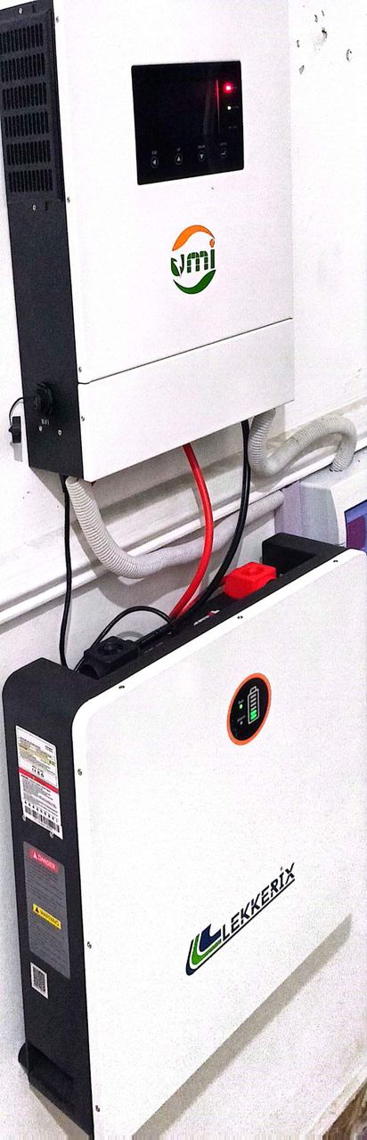 Inverter with wall-mounted battery bank