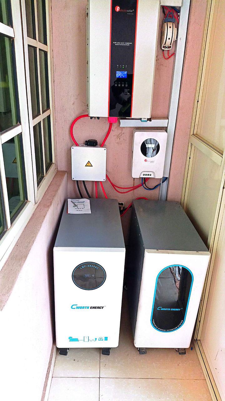 Inverter and battery installation in a hallway