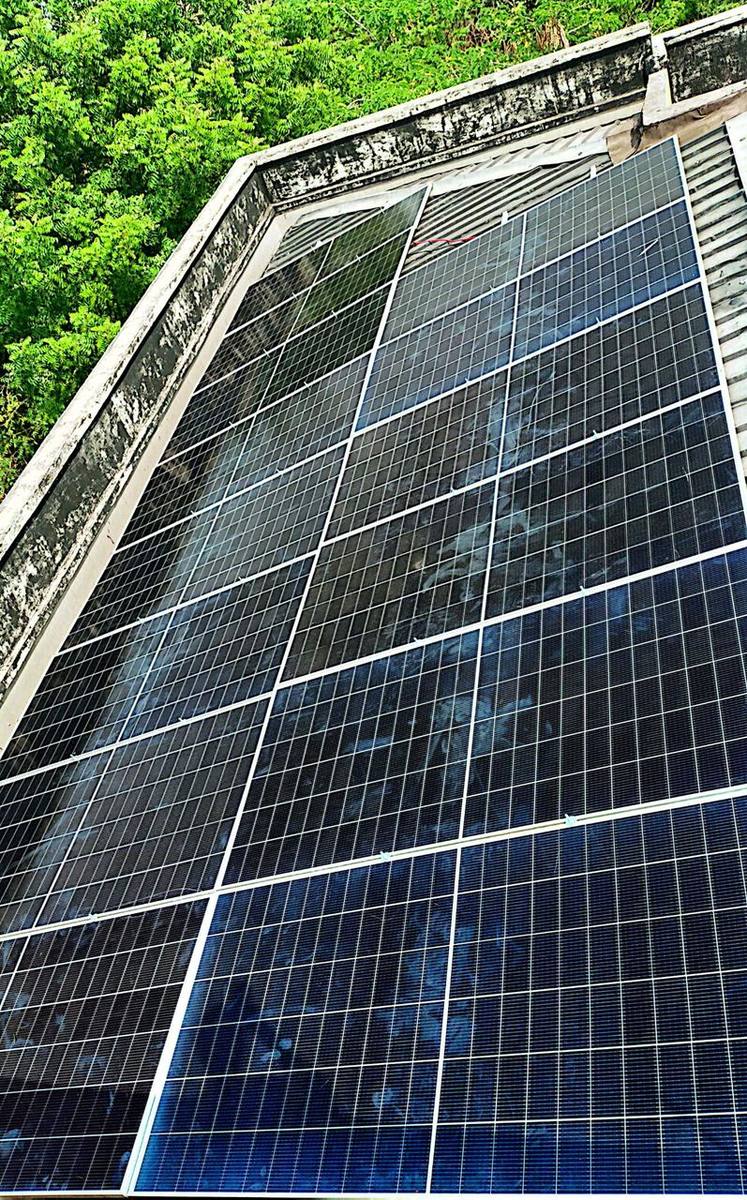 Solar panels mounted on a rooftop